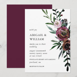 Invitación floral romántica de la boda