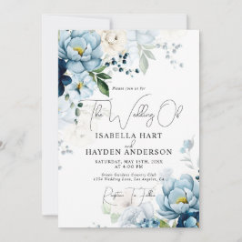 Invitación Floral Romántica De La Marina Azul Todo En Un Boda
