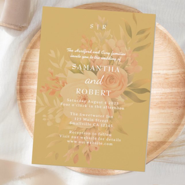 Invitación Floral romántica de mostaza boho (Subido por el creador)