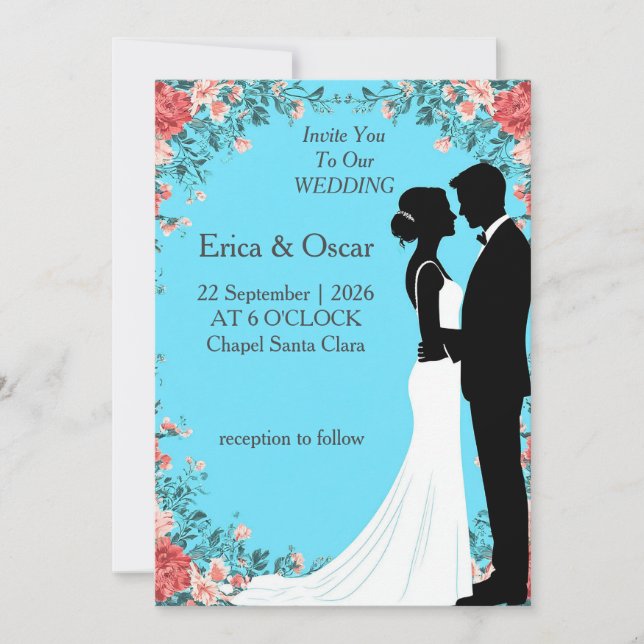 ✨ Invitación floral romántica para invitados a la  (Anverso)