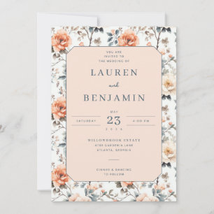 Invitación Floral Romántico de Melocotón