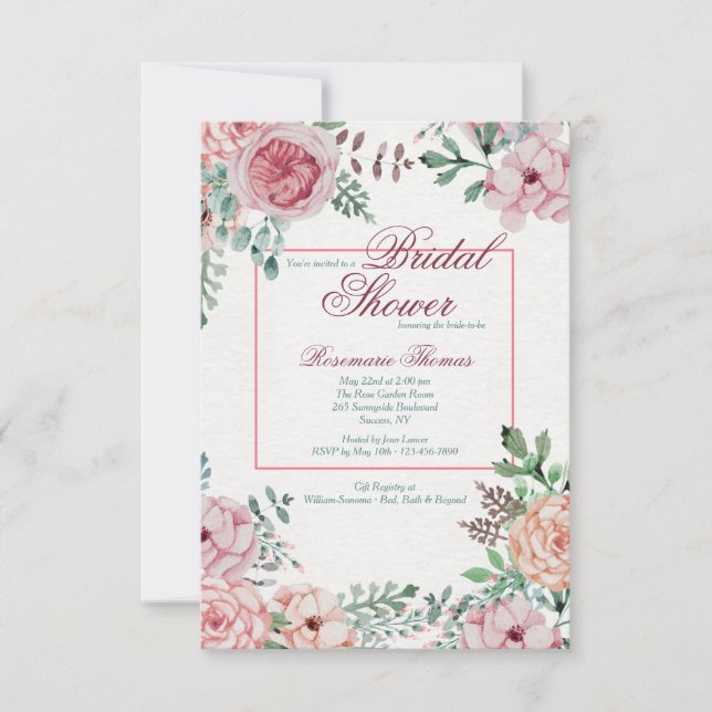 Invitación floral rosa (Anverso)