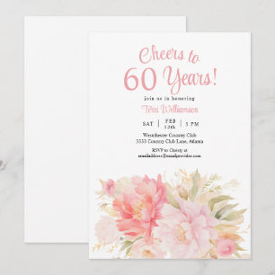 Invitación Floral rosa 60 años de vigilia a 60 años