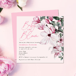 Invitación Floral rosa acuarela en Baby Shower floreciente