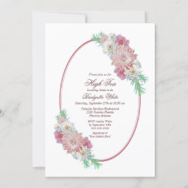 Invitación Floral rosa alta ducha de novia de té