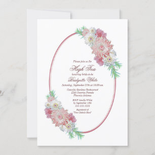 Invitación Floral rosa alta ducha de novia de té