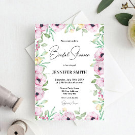 Invitación Floral rosa Anemones Británica Ducha de Novias