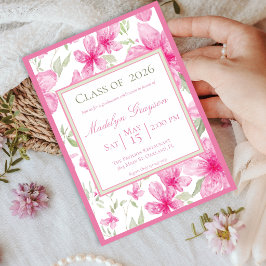 Invitación Floral Rosa | Azalea Acuarela | Graduación