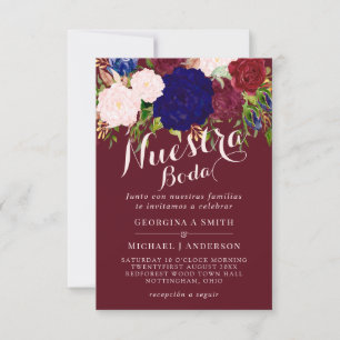 Invitación Floral rosa azul