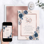 Invitación Floral rosa azul de la marina de oro Rosa 50 cumpl<br><div class="desc">Haga de su fiesta de cumpleaños 50 una cita para recordar con esta hermosa y elegante invitación floral rosa rosa azul de la Marina de Oro. Con unas exquisitas flores de color acuático en azul marino y rosa polvoriento, no se puede equivocarse con un diseño tan sofisticado. La lujosa caja...</div>