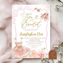 Invitación Floral rosa Ballerina Tutu Emocionante Baby Shower
