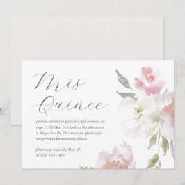 Invitación Floral rosa bonito 15 años cumpleaños Quinceañera