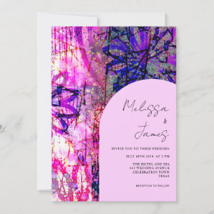 Invitación Floral rosa brillante negrita Boda colorido del gu