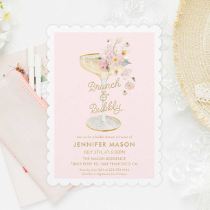 Invitación Floral rosa brunch