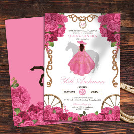 Invitación Floral rosa Charra Occidental Quinceañera