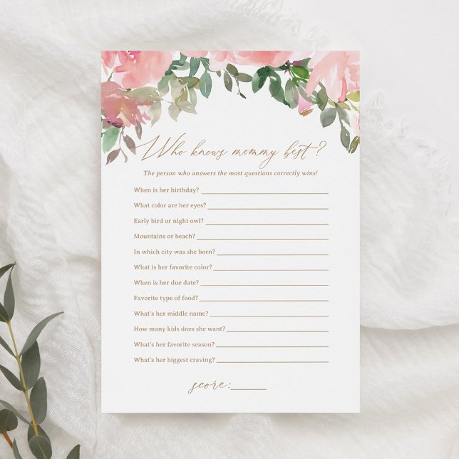 Invitación Floral rosa conoce a mi mejor juego de Baby Shower (Subido por el creador)
