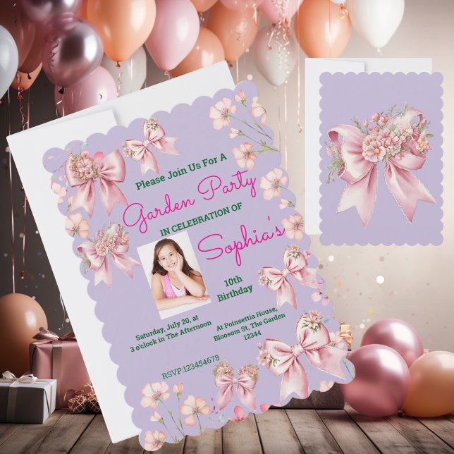 Invitación Floral rosa cúpula Girly Foto Cumpleaños (Subido por el creador)