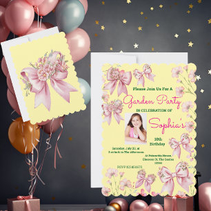 Invitación Floral rosa cúpula Girly Foto Cumpleaños