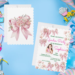 Invitación Floral rosa cúpula Girly Foto Cumpleaños