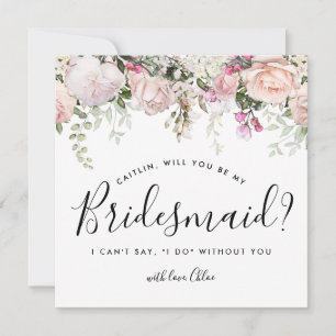 Invitación Floral rosa de boho ruidoso serás mi dama de honor
