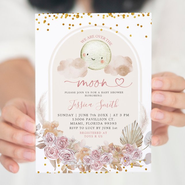 Invitación Floral Rosa De Boho Sobre El Invitat De Baby Showe (Subido por el creador)