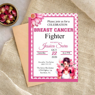 Invitación floral rosa de concienciación sobre el 