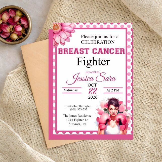 Invitación floral rosa de concienciación sobre el  (Subido por el creador)