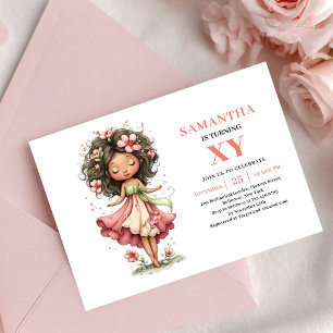 Invitación floral rosa de cumpleaños de la precios