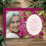 Invitación Floral rosa de Fuchsia 75th Birthday Photo<br><div class="desc">Elegante fucsia/acuarela de color rosa de color vintage floral y verde fiesta de cumpleaños foto invitación para las mujeres. Esta invitación está diseñada para un cumpleaños número 75, pero puede ser personalizada para cualquier persona de cualquier edad. Comuníquese conmigo para obtener ayuda con sus personalizaciones o para solicitar productos adicionales...</div>