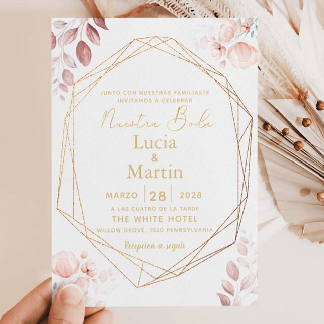 Invitación Floral rosa de Rubor deja a Nuestra Boda (Subido por el creador)