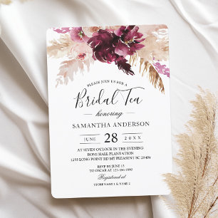 Invitación Floral rosa de Rubor en Borgoña moderna