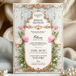 Invitación Floral rosa de Rubor y ducha Pearl Bridal