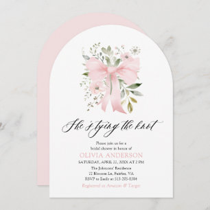 Invitación Floral rosa de vaca está atando la ducha nupcial