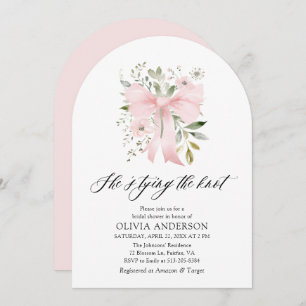 Invitación Floral rosa de vaca está atando la ducha nupcial