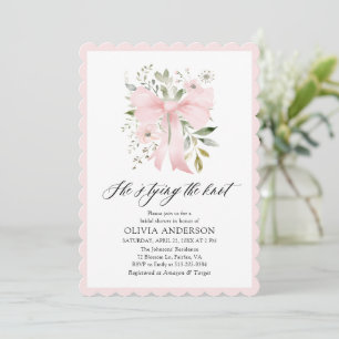 Invitación Floral rosa de vaca está atando la ducha nupcial