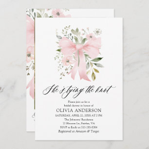 Invitación Floral rosa de vaca está atando la ducha nupcial