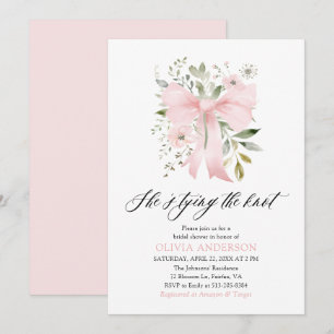 Invitación Floral rosa de vaca está atando la ducha nupcial