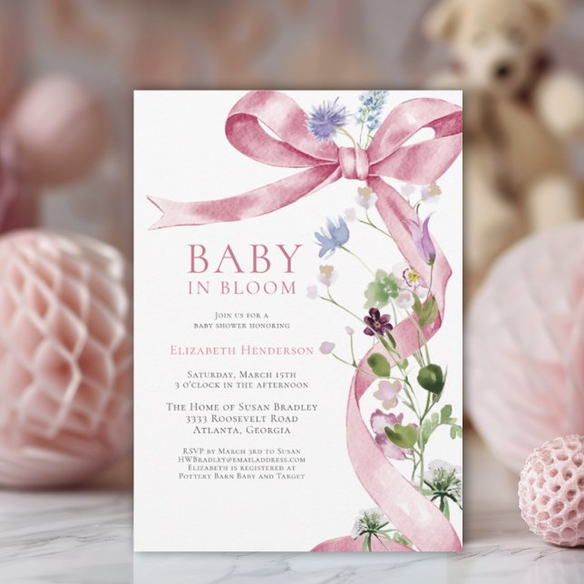 Invitación Floral rosa de vaca silvestre Baby Shower (Subido por el creador)