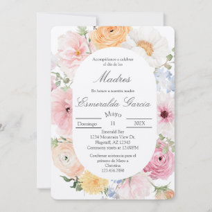 Invitación floral rosa día de las madres
