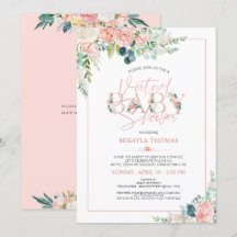 Floral rosa dorada Rosa virtual de Baby Shower en 