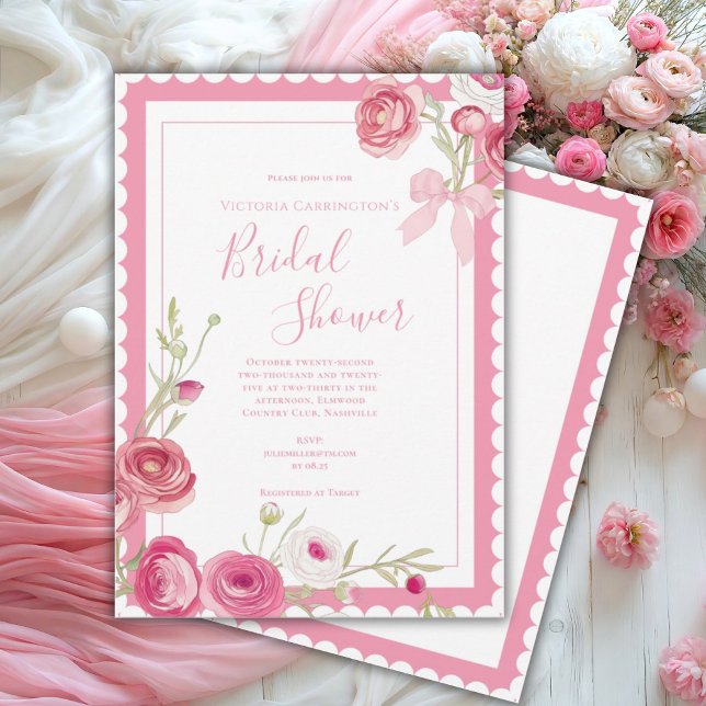 Invitación Floral rosa elegante ducha de novia (Subido por el creador)