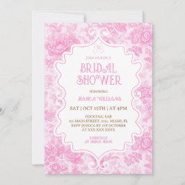 Invitación Floral rosa elegante ducha de novia