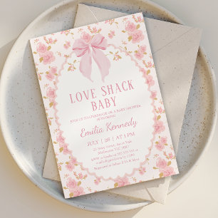 Invitación Floral Rosa Fancy Love Shack Baby Baby Shower