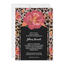 Floral rosa Leopardo Animal Print Bridal Shower