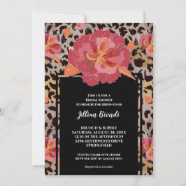 Invitación Floral rosa Leopardo Animal Print Bridal Shower