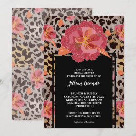 Invitación Floral rosa Leopardo Animal Print Bridal Shower
