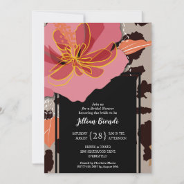 Invitación Floral rosa Leopardo Imprimir ducha de novia
