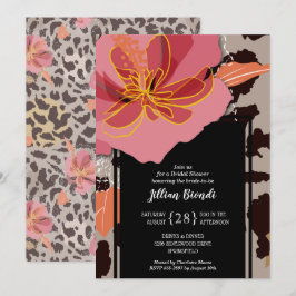 Invitación Floral rosa Leopardo Imprimir ducha de novia