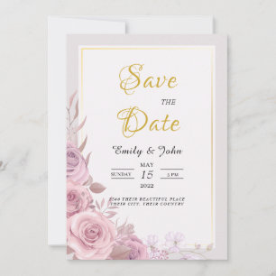 Invitación floral rosa ligeramente elegante