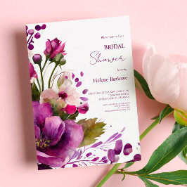 Invitación Floral rosa magenta moderna ducha de novia elegant